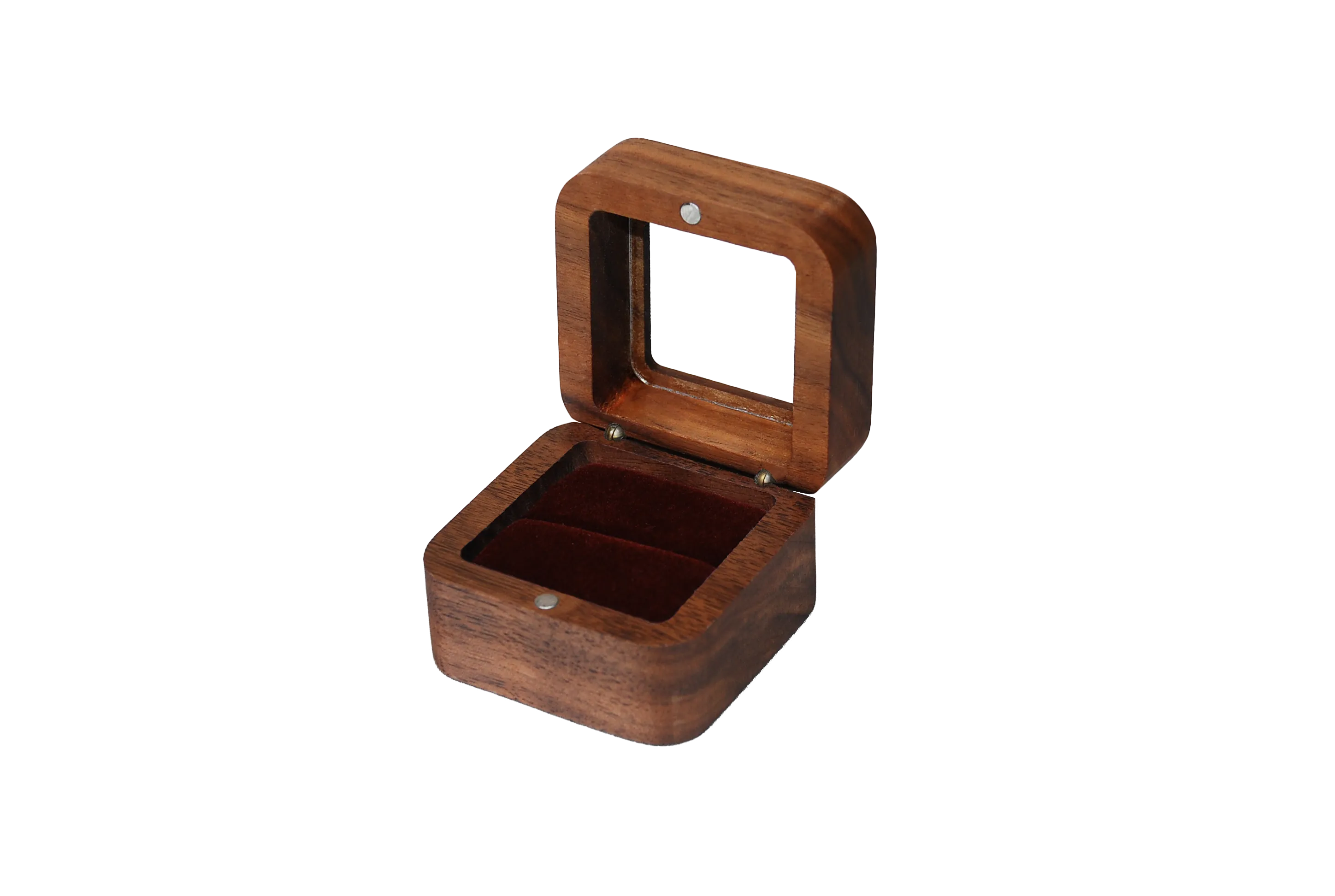 開窗方型北美胡桃單戒盒