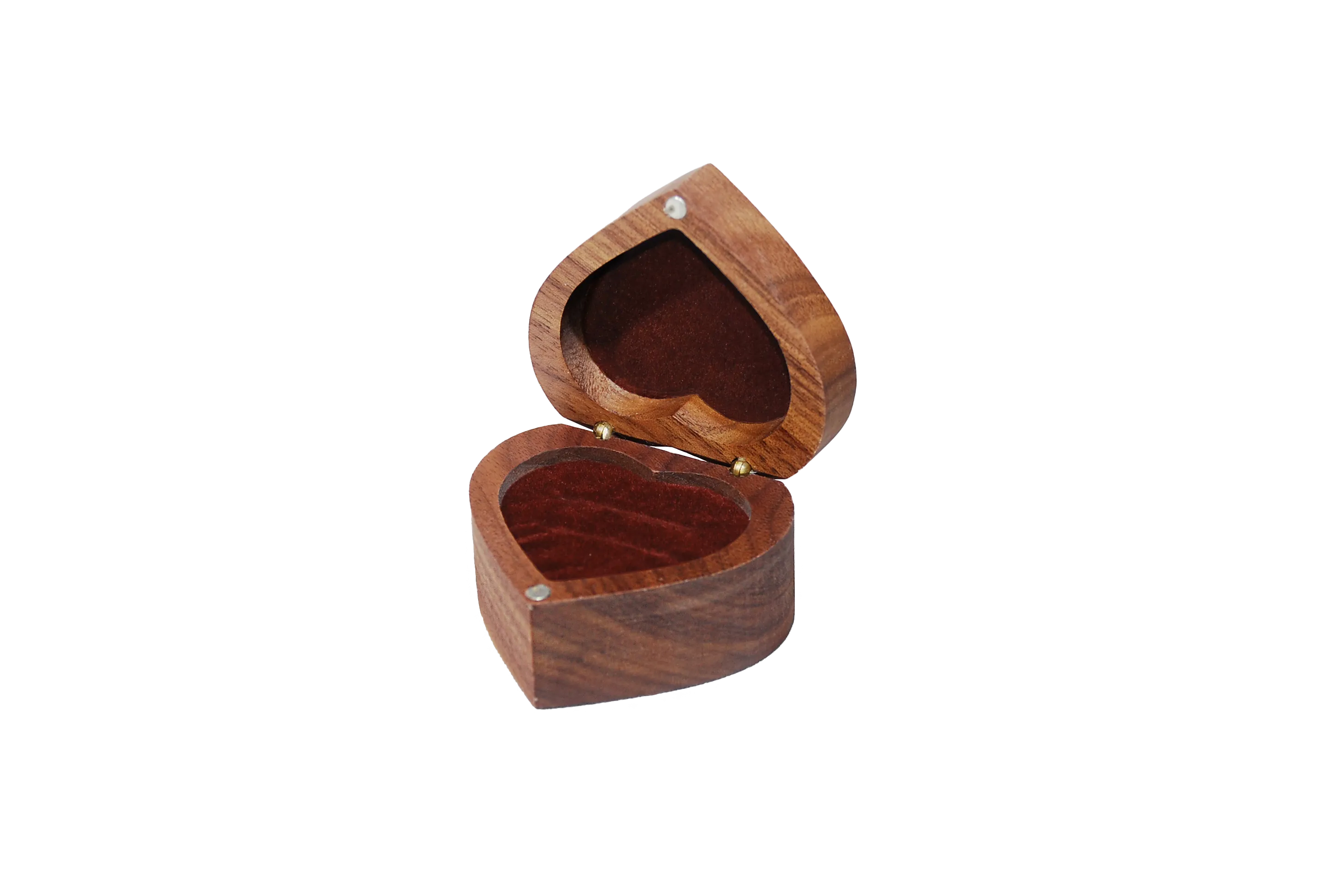 實木心型北美胡桃雙戒盒