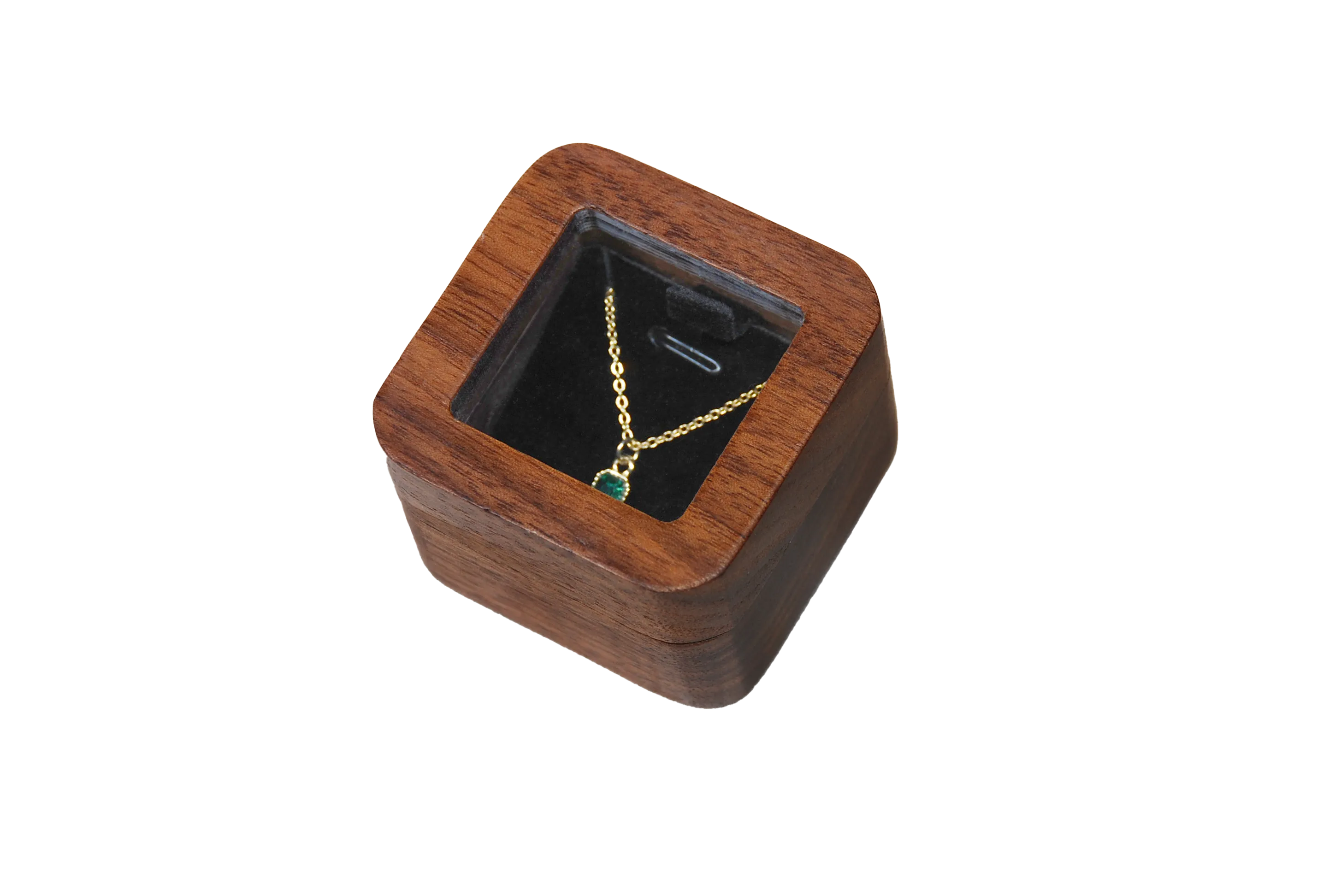 開窗方型北美胡桃項墜盒