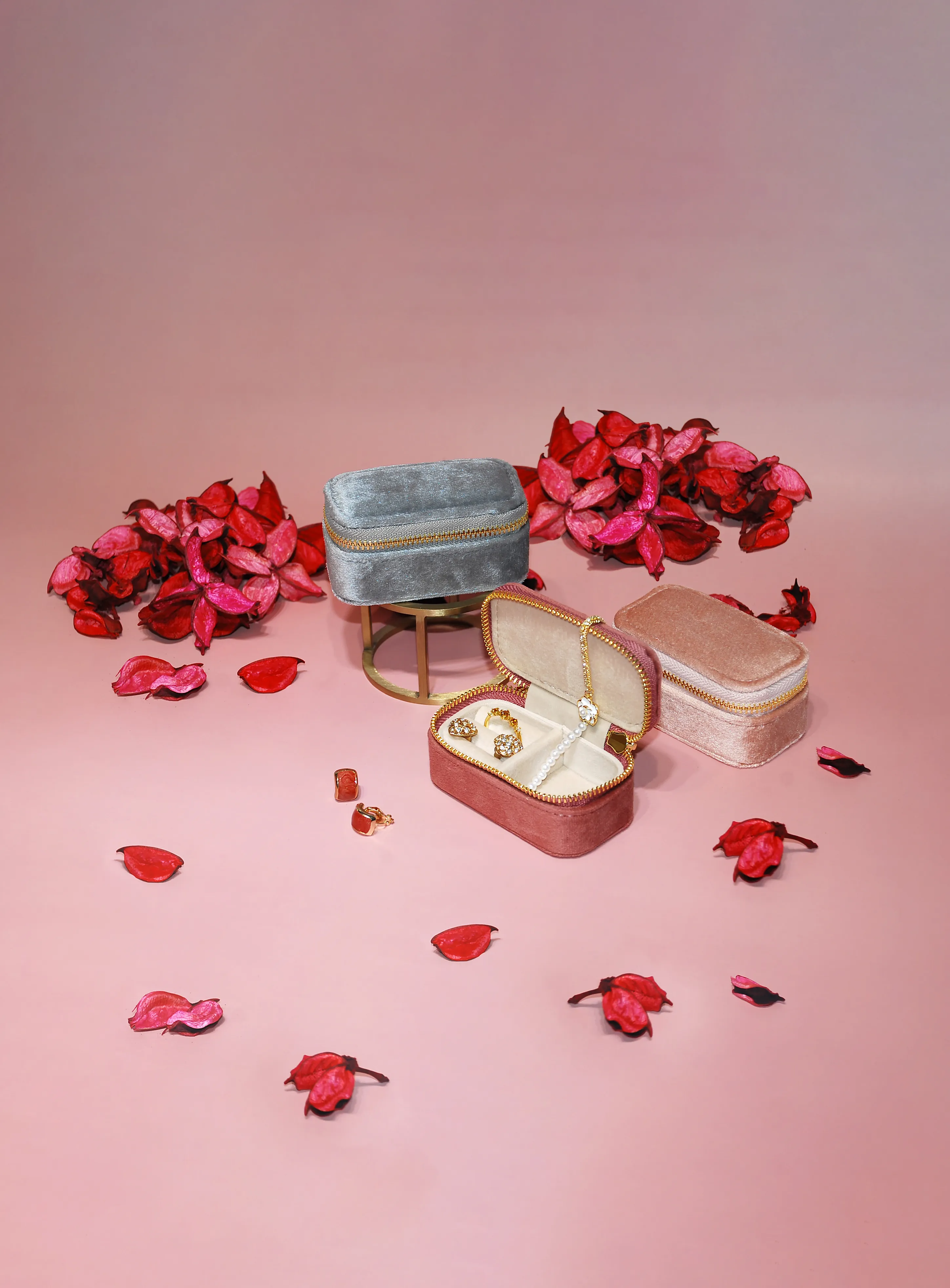 小長方拉鍊包 莓粉色