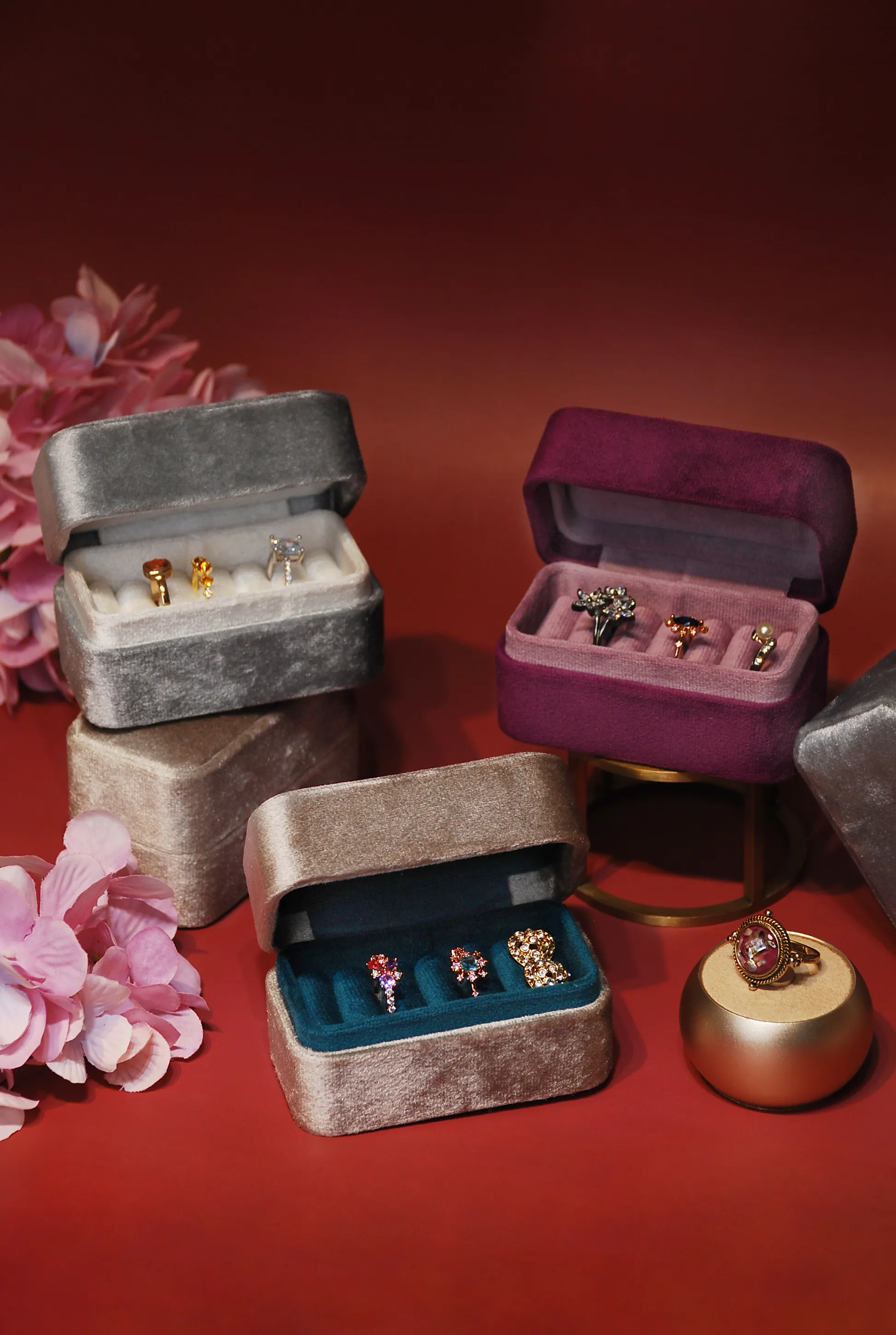 小長方戒指盒(6只) 銀灰