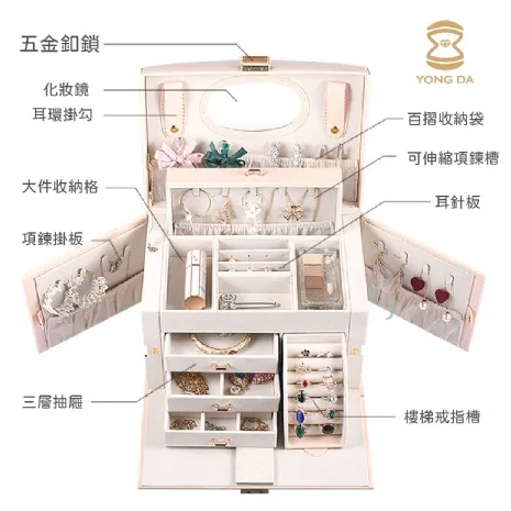 (缺)優雅公主階梯收藏盒 粉