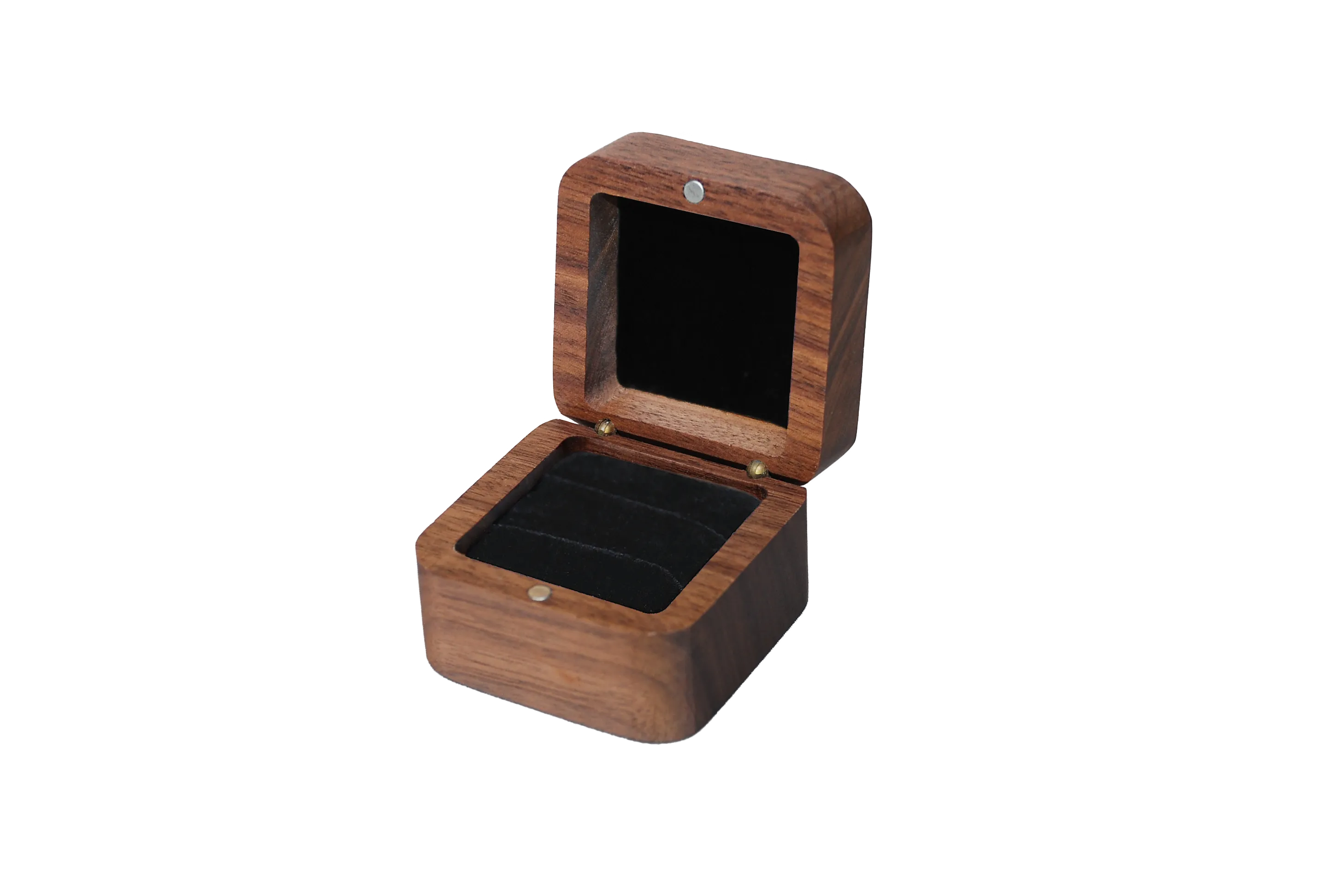 實木方型北美胡桃雙戒盒