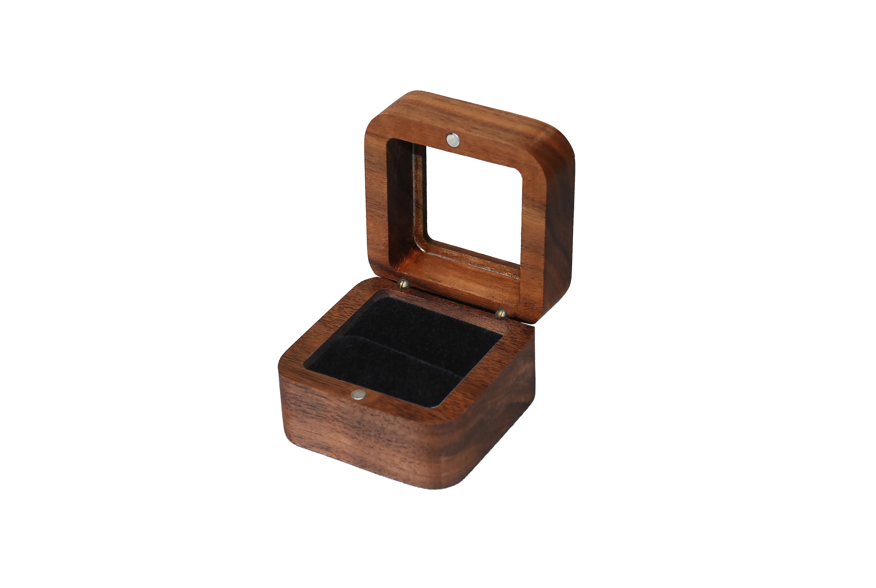 開窗方型北美胡桃單戒盒