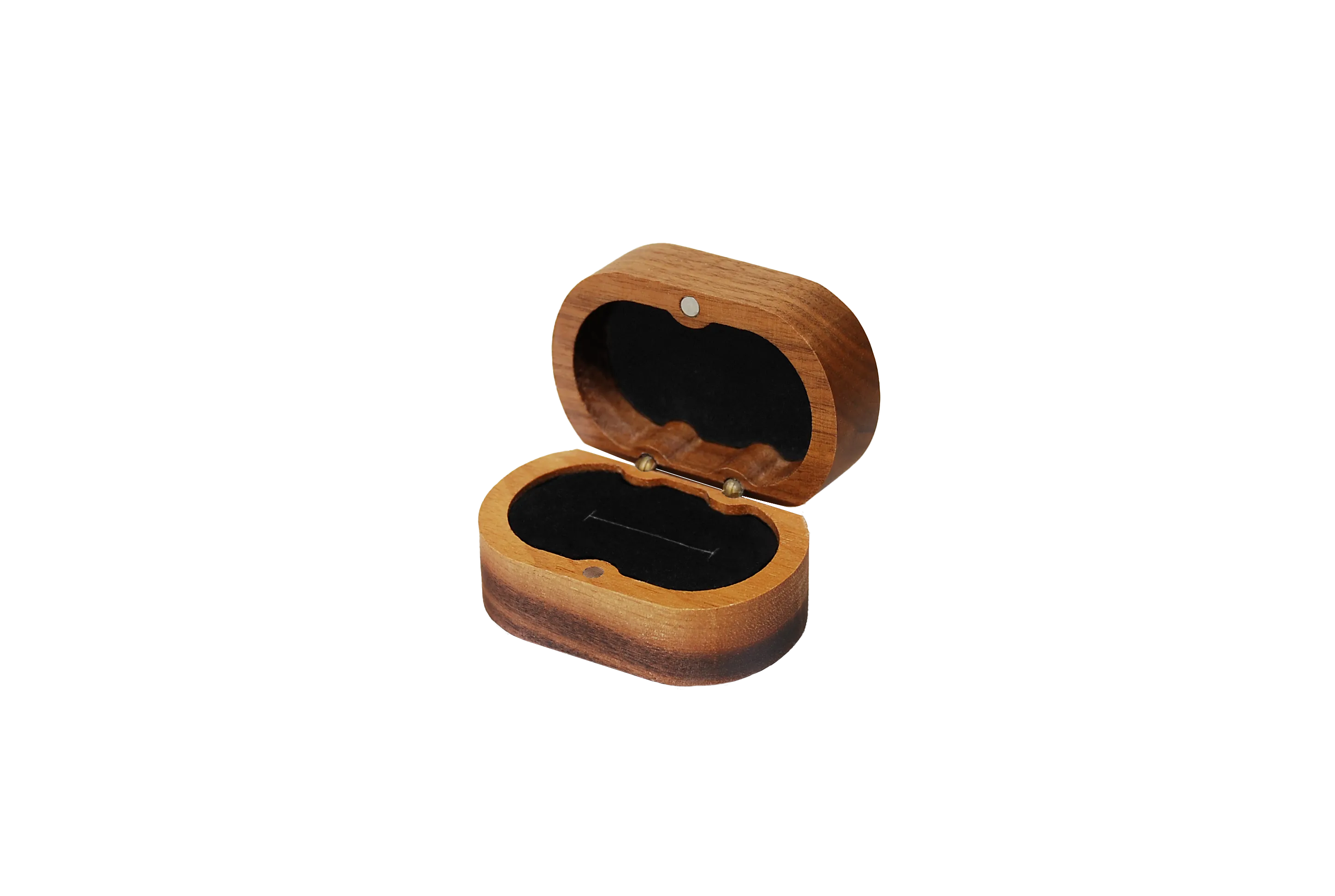 實木橢圓北美胡桃單戒盒