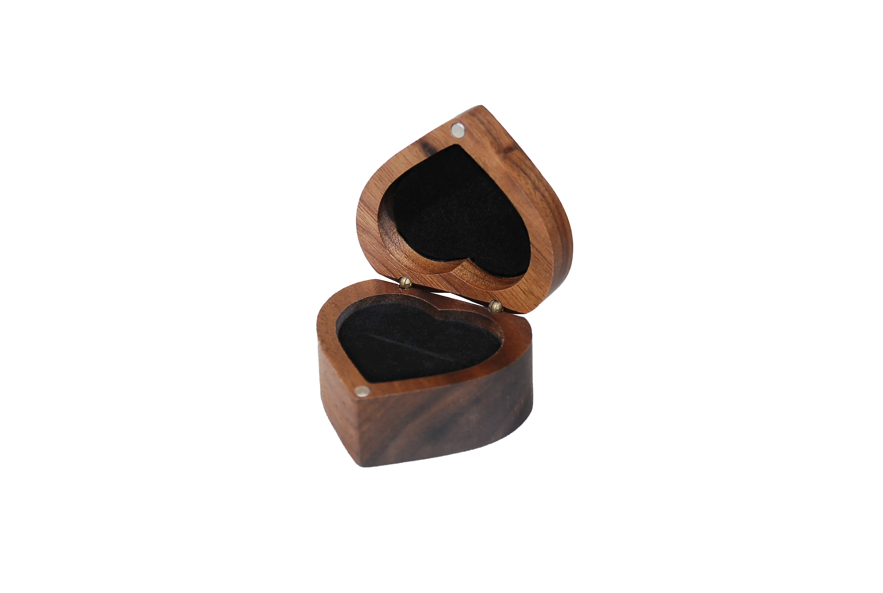 實木心型北美胡桃單戒盒