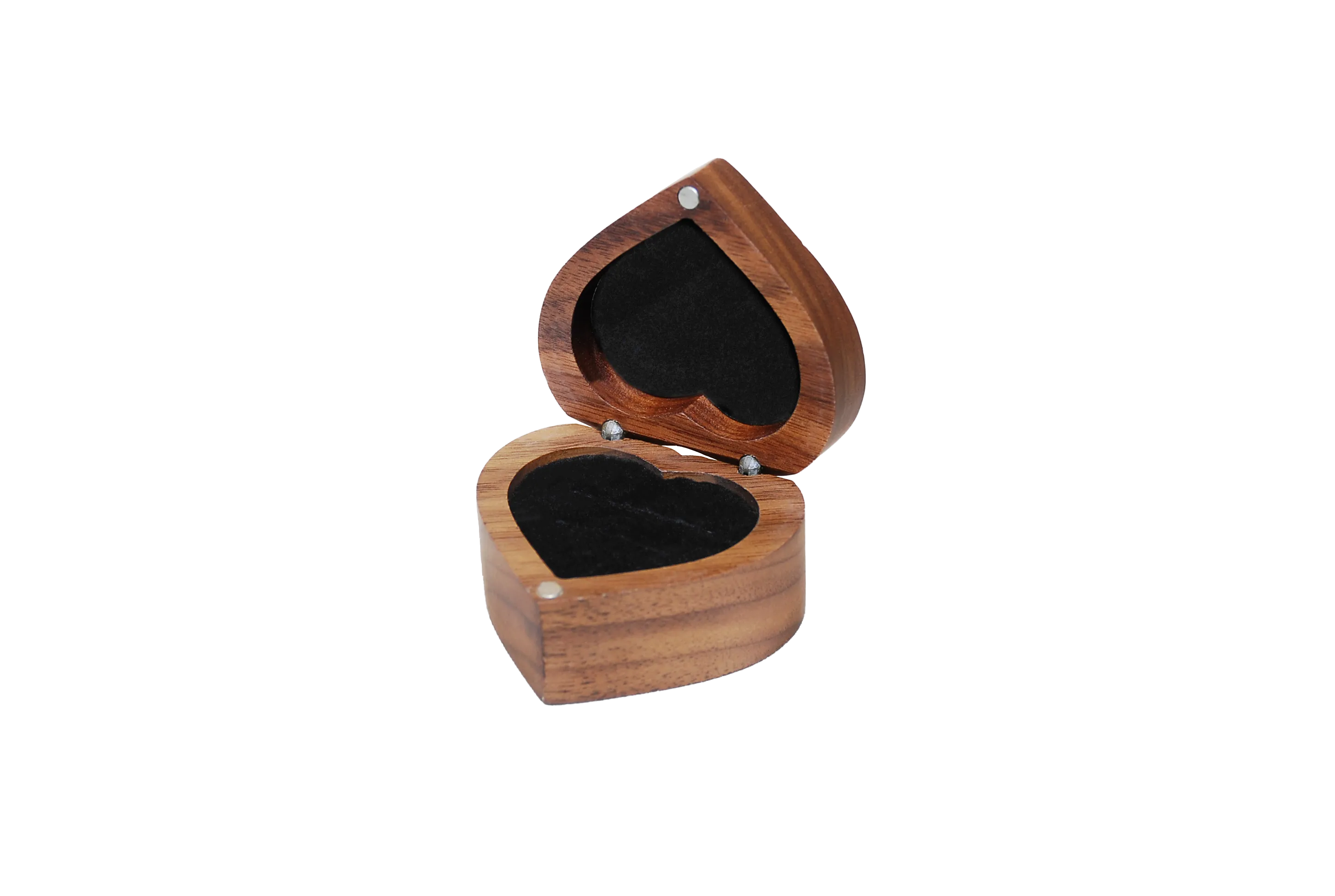 實木心型北美胡桃雙戒盒