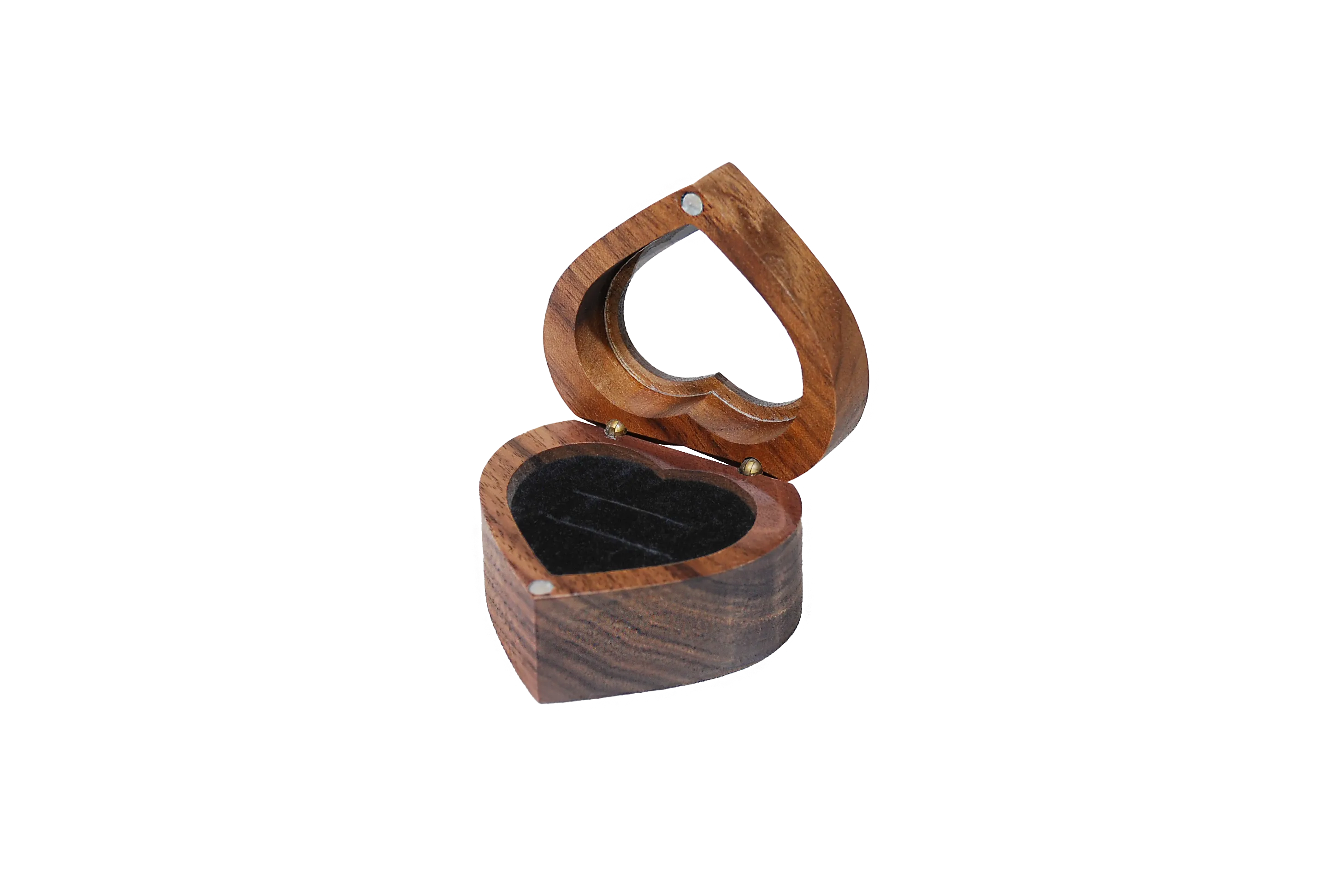 開窗心型北美胡桃雙戒盒