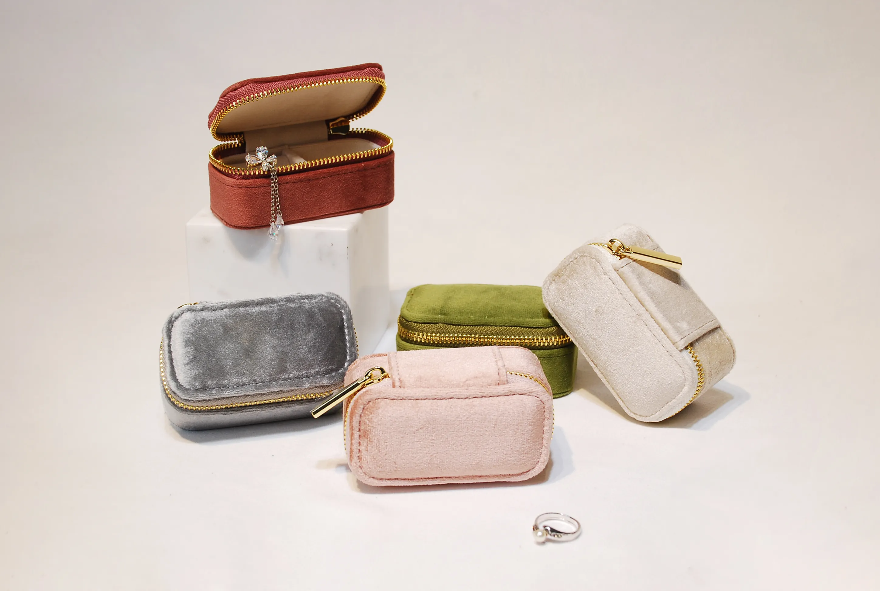 小長方拉鍊包 藕粉色