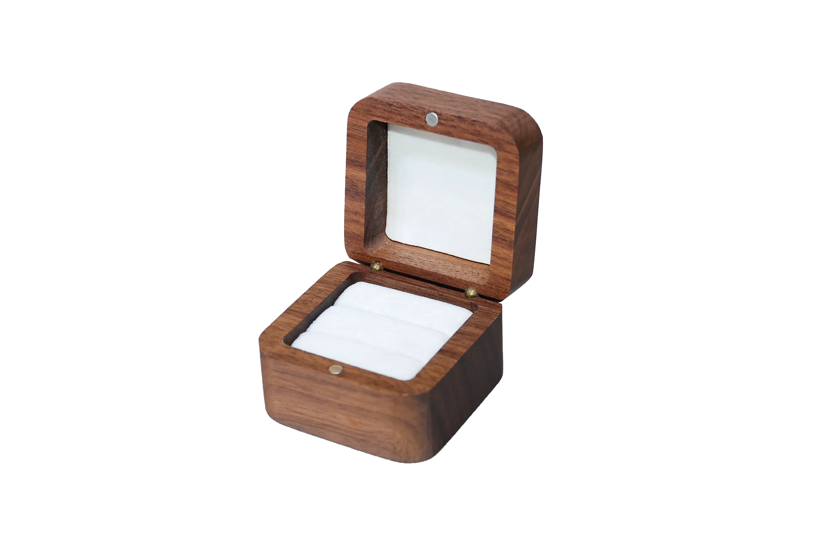 實木方型北美胡桃雙戒盒