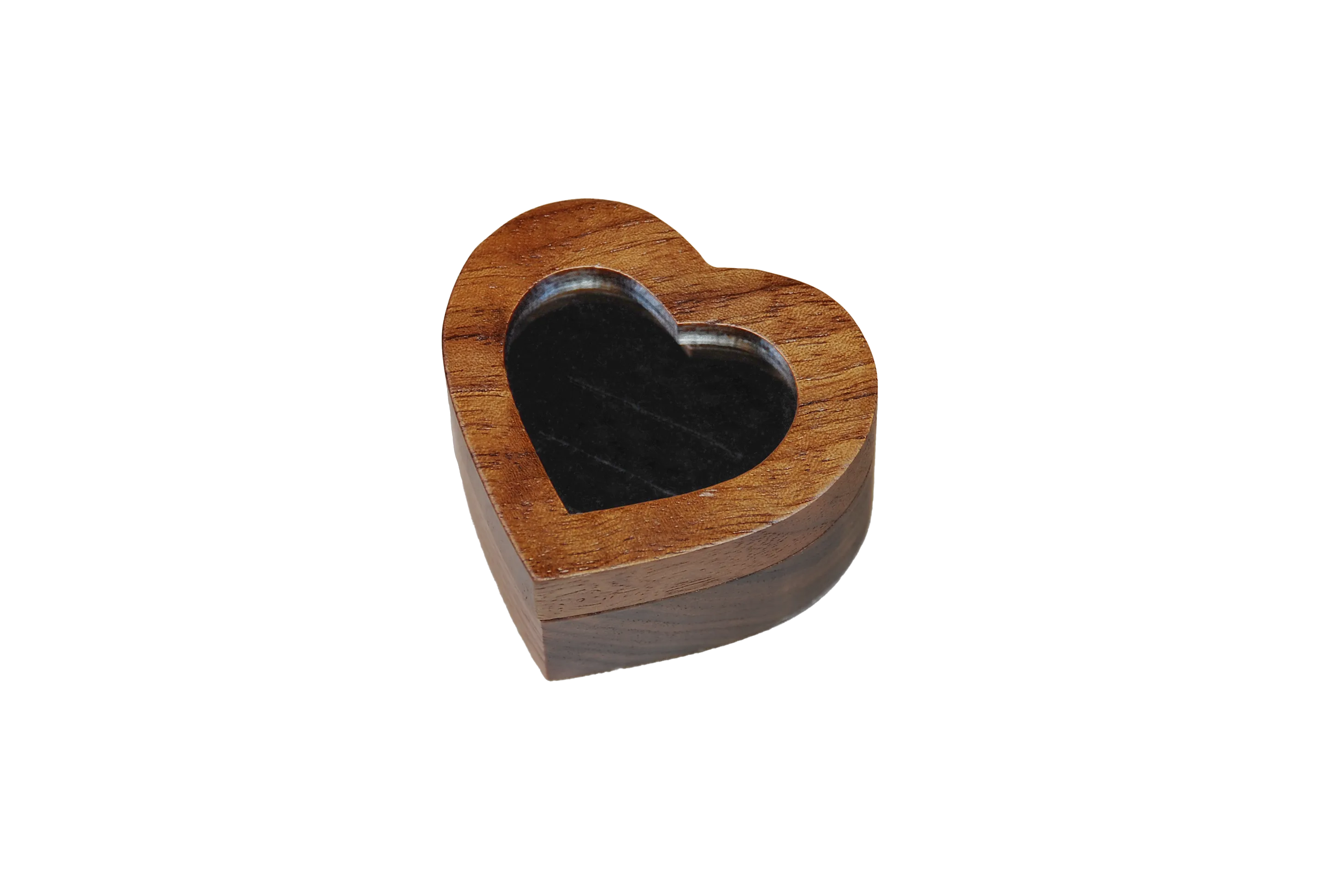 開窗心型北美胡桃雙戒盒