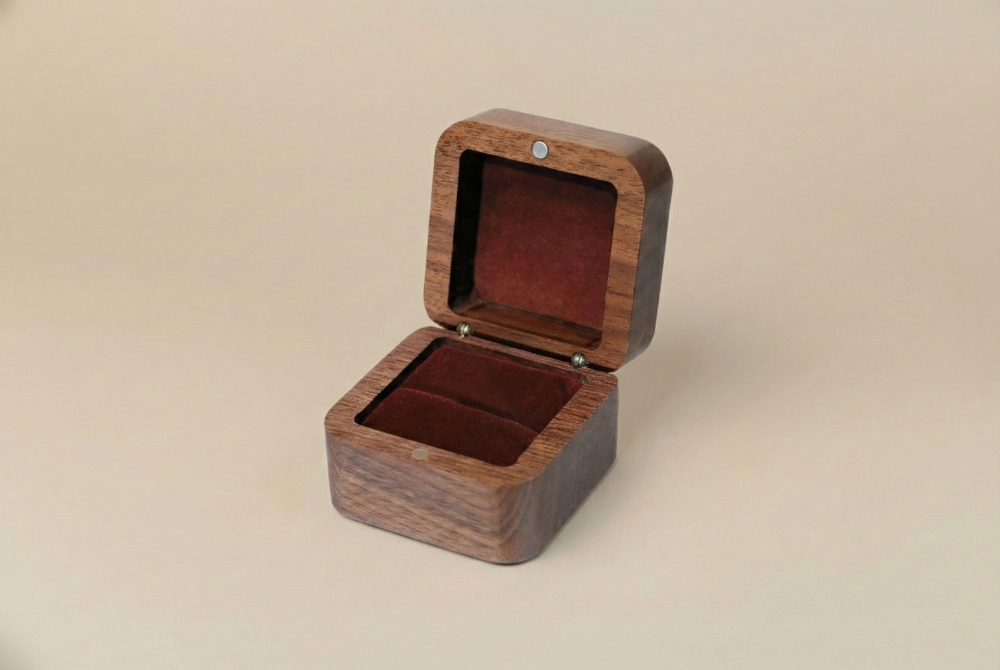 實木方型北美胡桃單戒