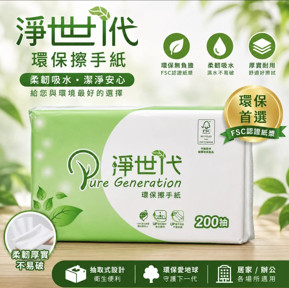 淨世代 擦手紙 餐巾紙 廚房紙巾