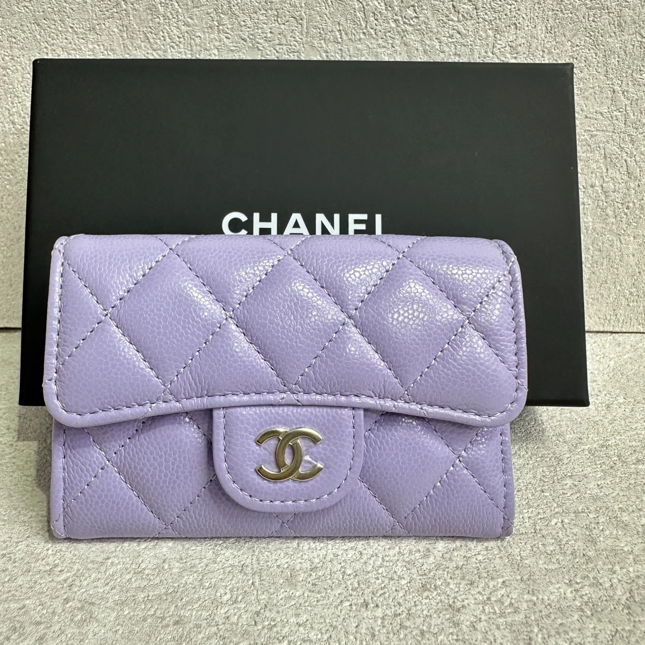 CHANEL紫色荔枝紋短夾｜台北二手CHANEL｜台北CHANEL收購