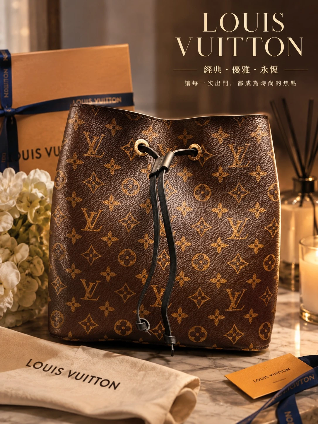 Louis Vuitton  老花黑色水桶包