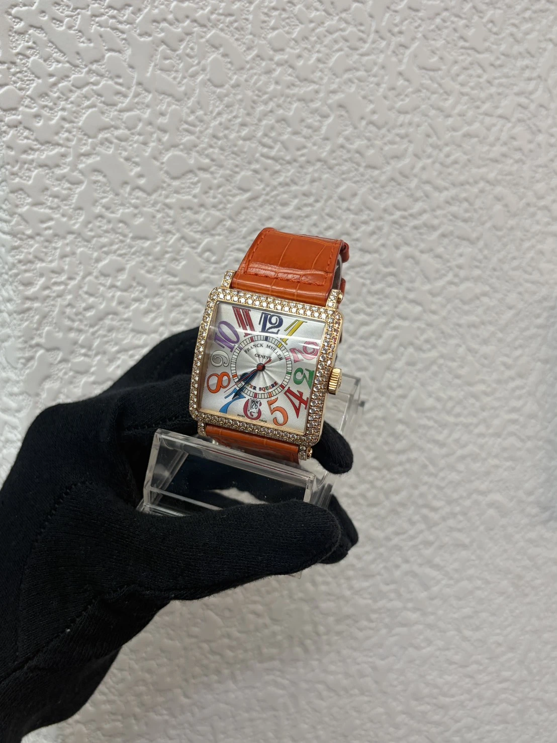 Franck Muller（法蘭克穆勒） 18K玫瑰金原裝鑲鑽自動上鍊腕錶