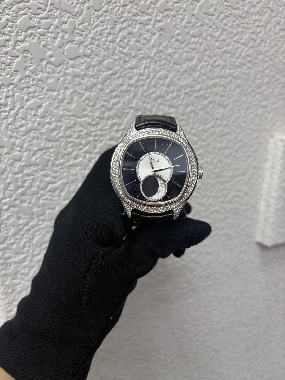 PIAGET 伯爵 Limelight Stella 系列 18K白金砂金石鑲鑽月相腕錶