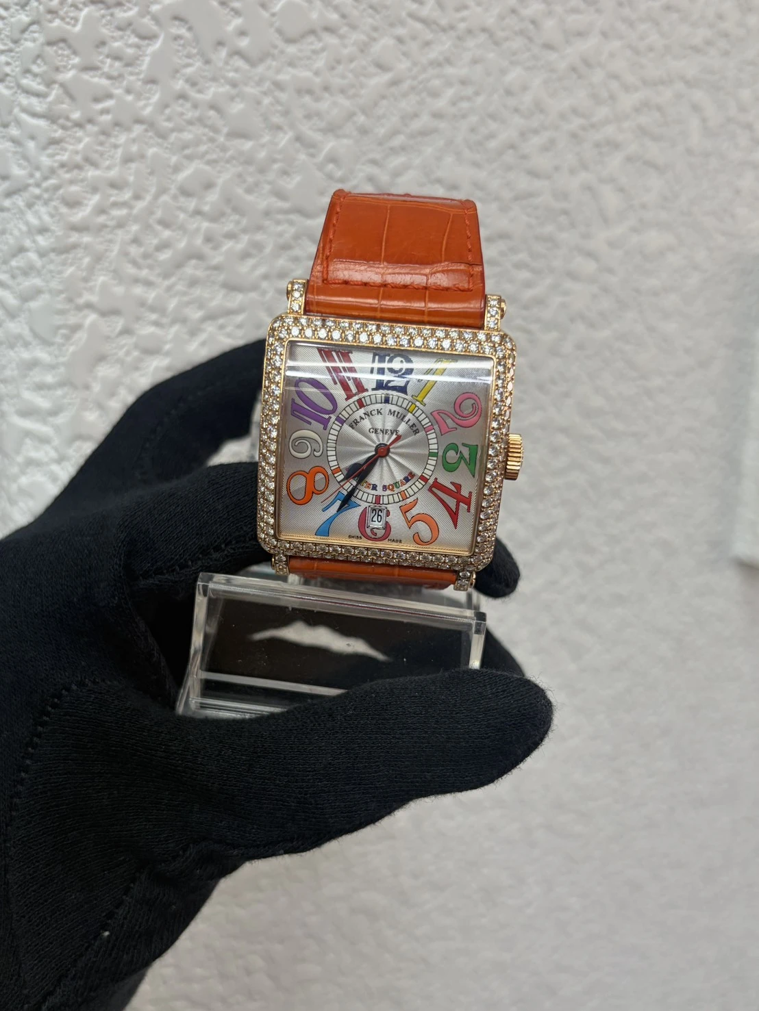 Franck Muller（法蘭克穆勒） 18K玫瑰金原裝鑲鑽自動上鍊腕錶