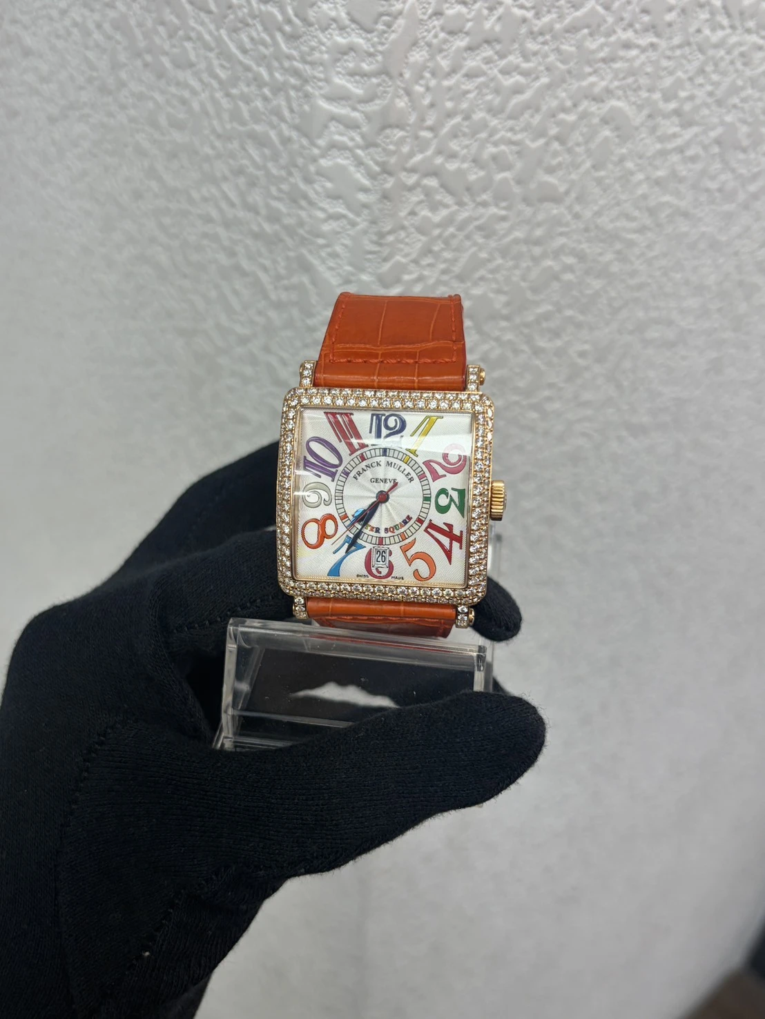 Franck Muller（法蘭克穆勒） 18K玫瑰金原裝鑲鑽自動上鍊腕錶