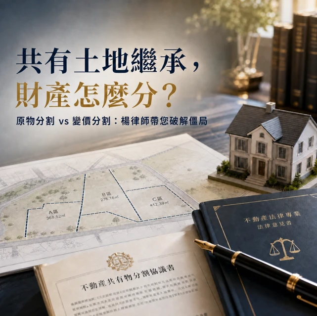 【法律專欄】共有土地、房屋繼承問題卡死死？楊律師帶您看懂「原物分割」與「變價分割」！
