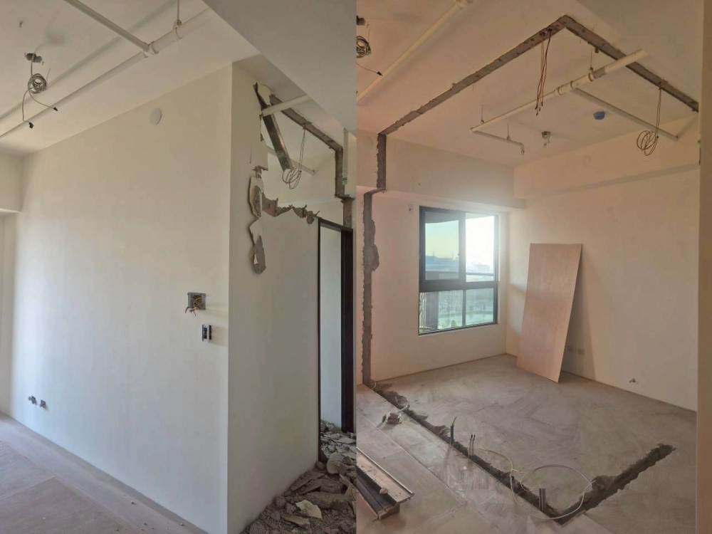 小港新建大樓隔間打除和局部拆除卡扣地板