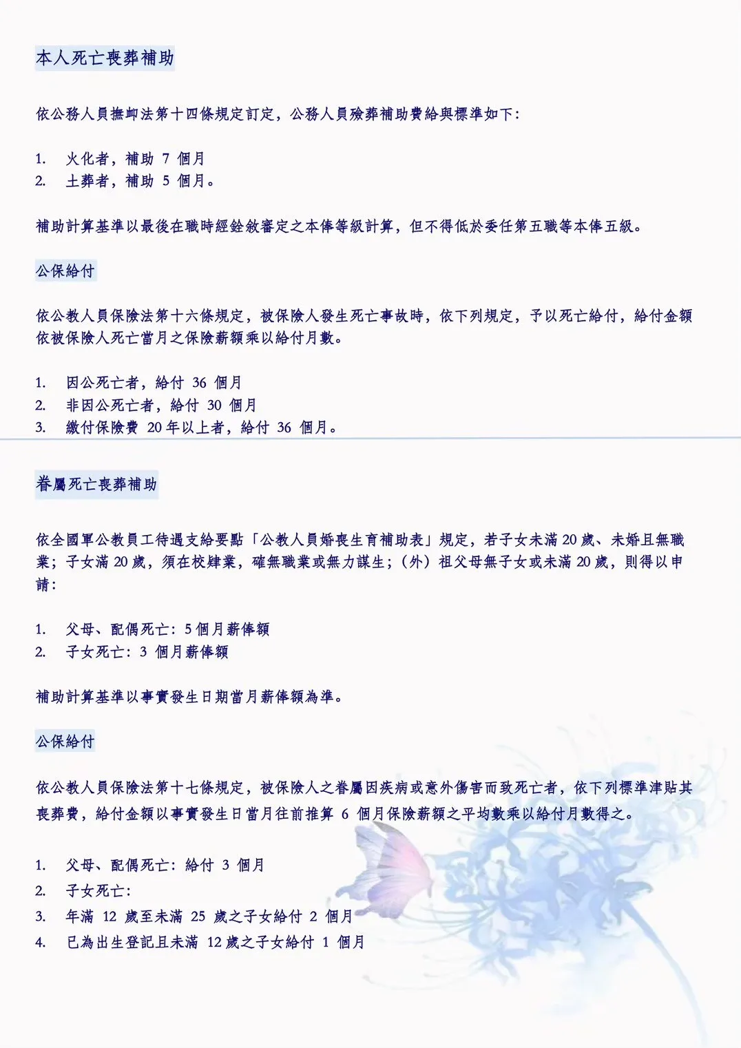 死亡喪葬補助