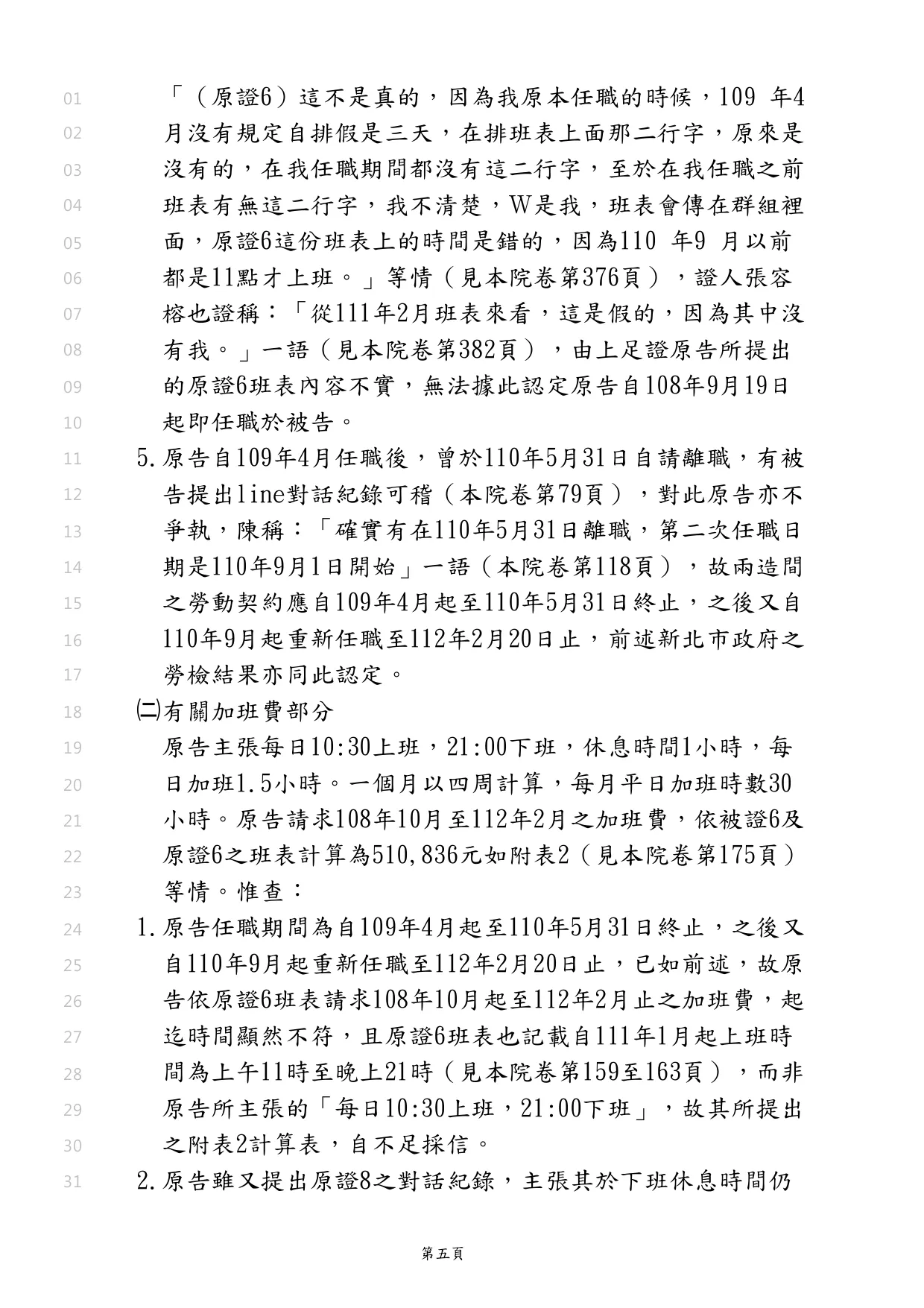 員工向雇主請求不合理的加班費578,302元，幫雇主將對方請求金額減少到24667元