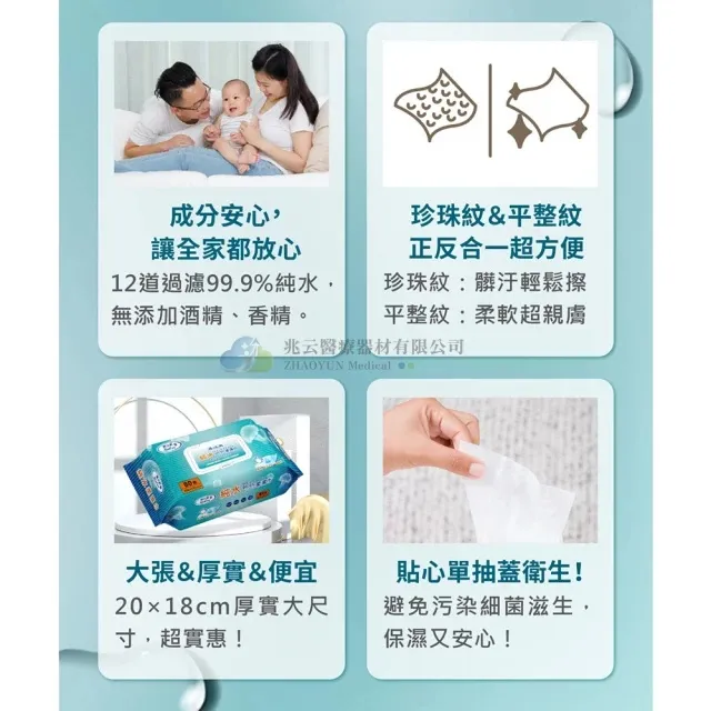 易立爽 純水柔濕巾99.9% (80抽/包，12包/箱)