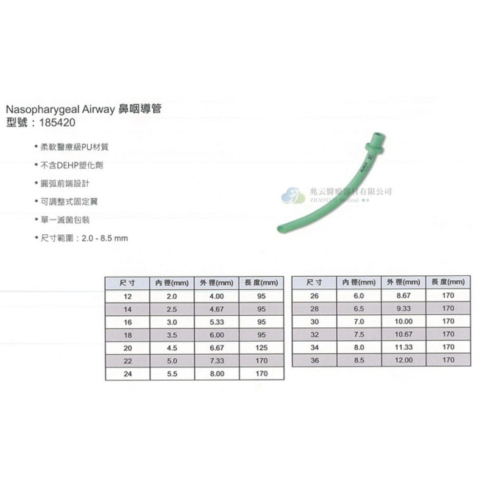 Teleflex 泰利福 鼻咽氣道管 PU (滅菌)