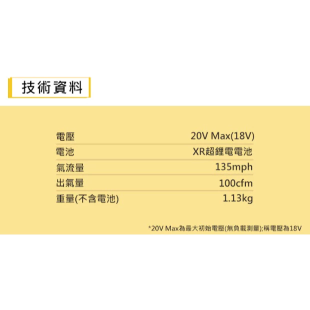 DEWALT得偉 原廠公司貨(含稅) 20VMAX鋰電吹風槍 DCE100N