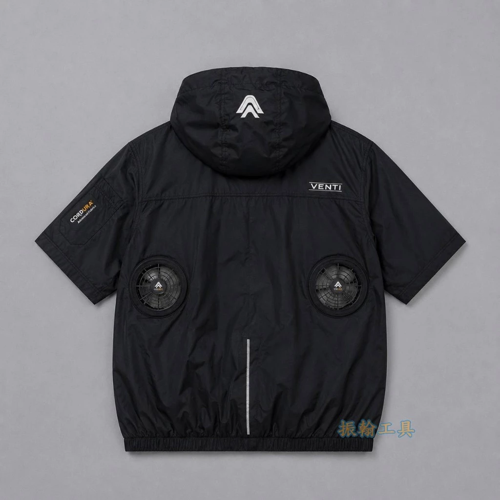 VENTI TECH 風神 (含稅) CORDURA 短袖連帽背心 空調服 空調衣 風扇衣 耀石黑系列 SA2-BCC