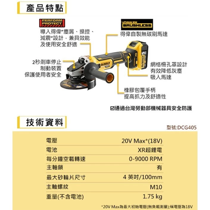 DEWALT得偉 原廠公司貨 含稅 水電3兄弟 20V 3機套餐組 DCF887 DCH133 DCG405 4電2充
