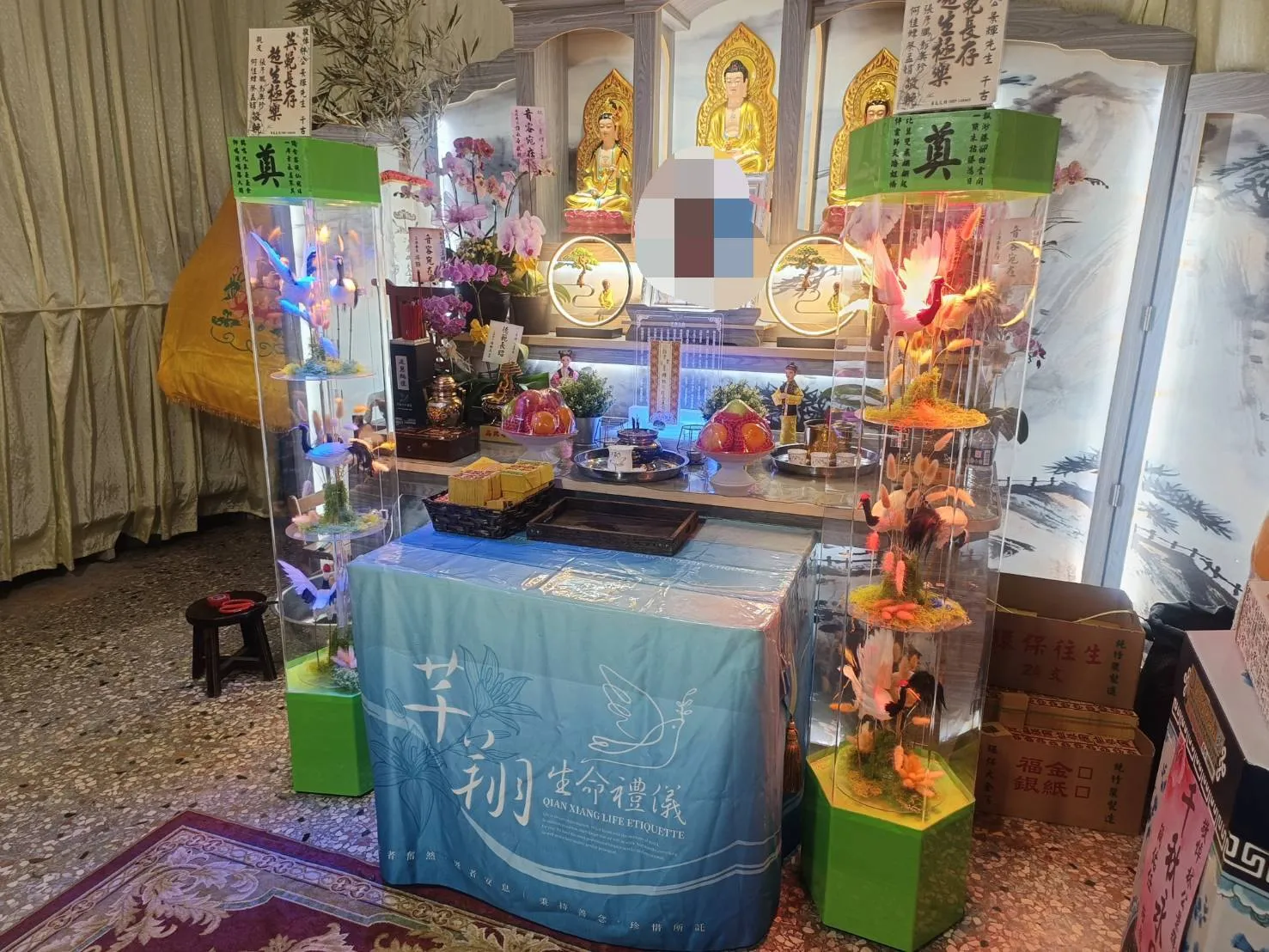 仙鶴燈柱