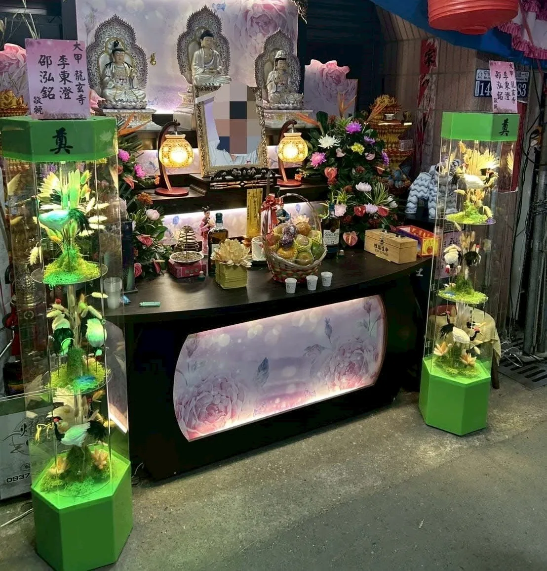 仙鶴燈柱