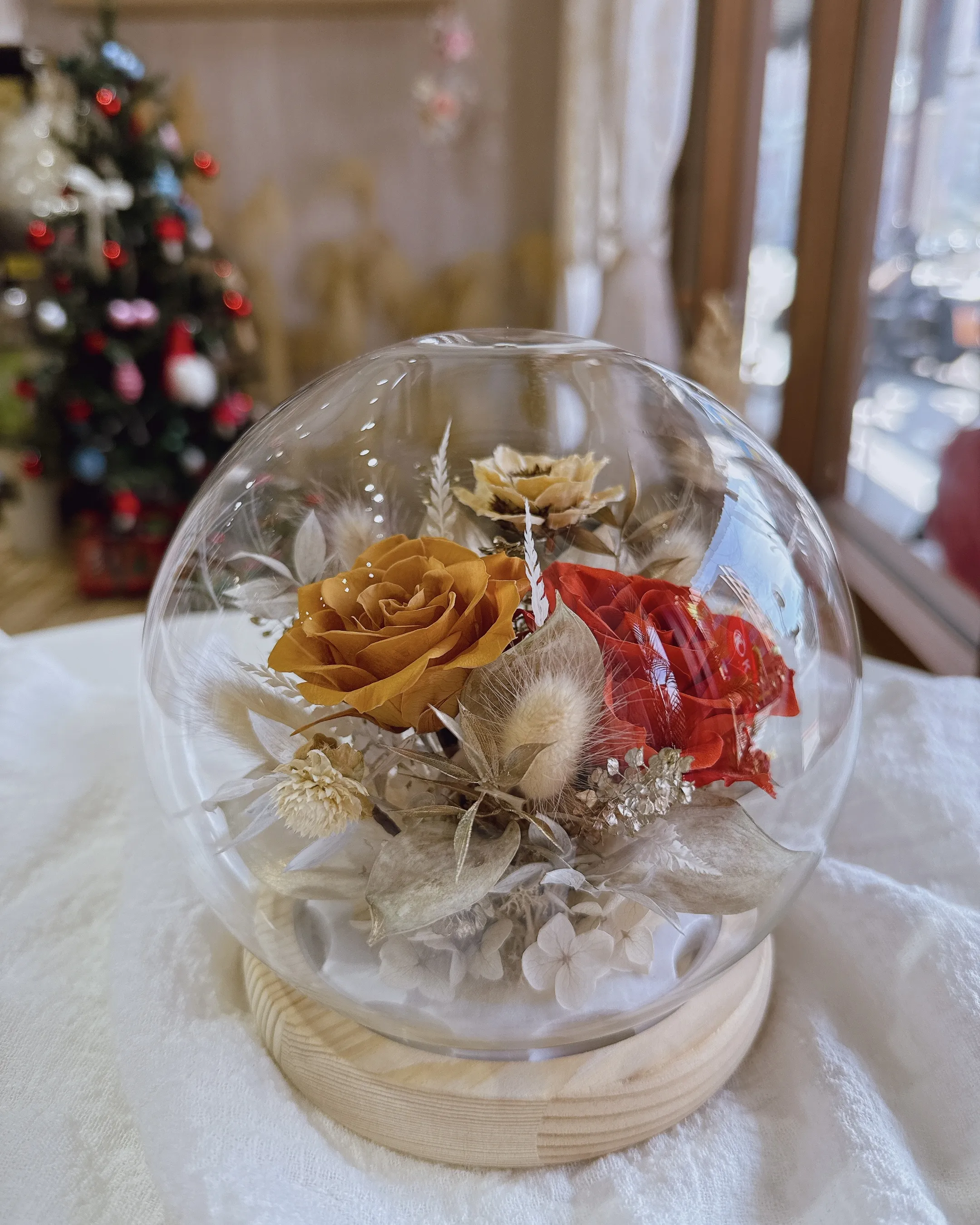 (現貨)圓玻玻系列-永生玫瑰花