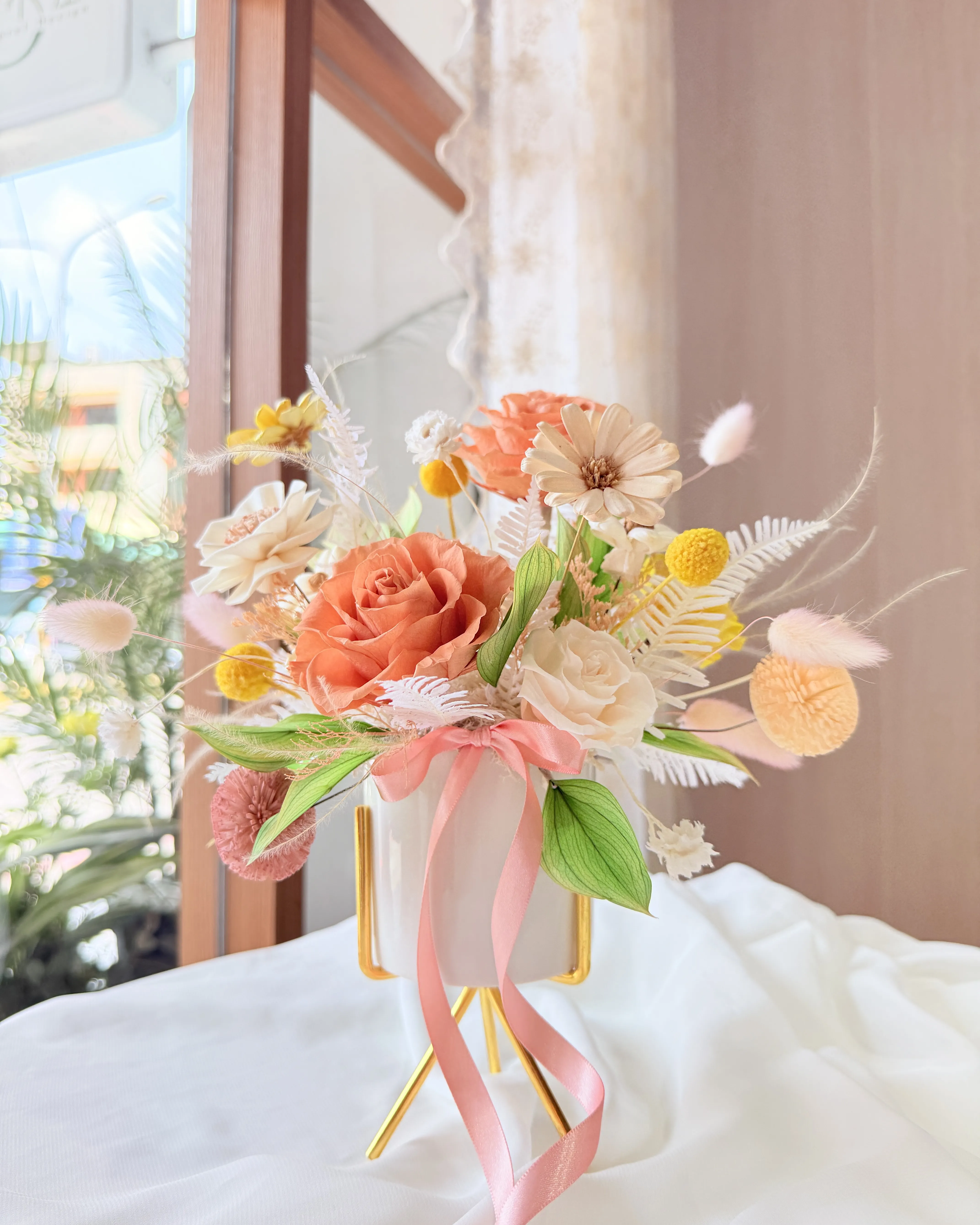 (現貨)永生花佐索拉花-瓷器盆花