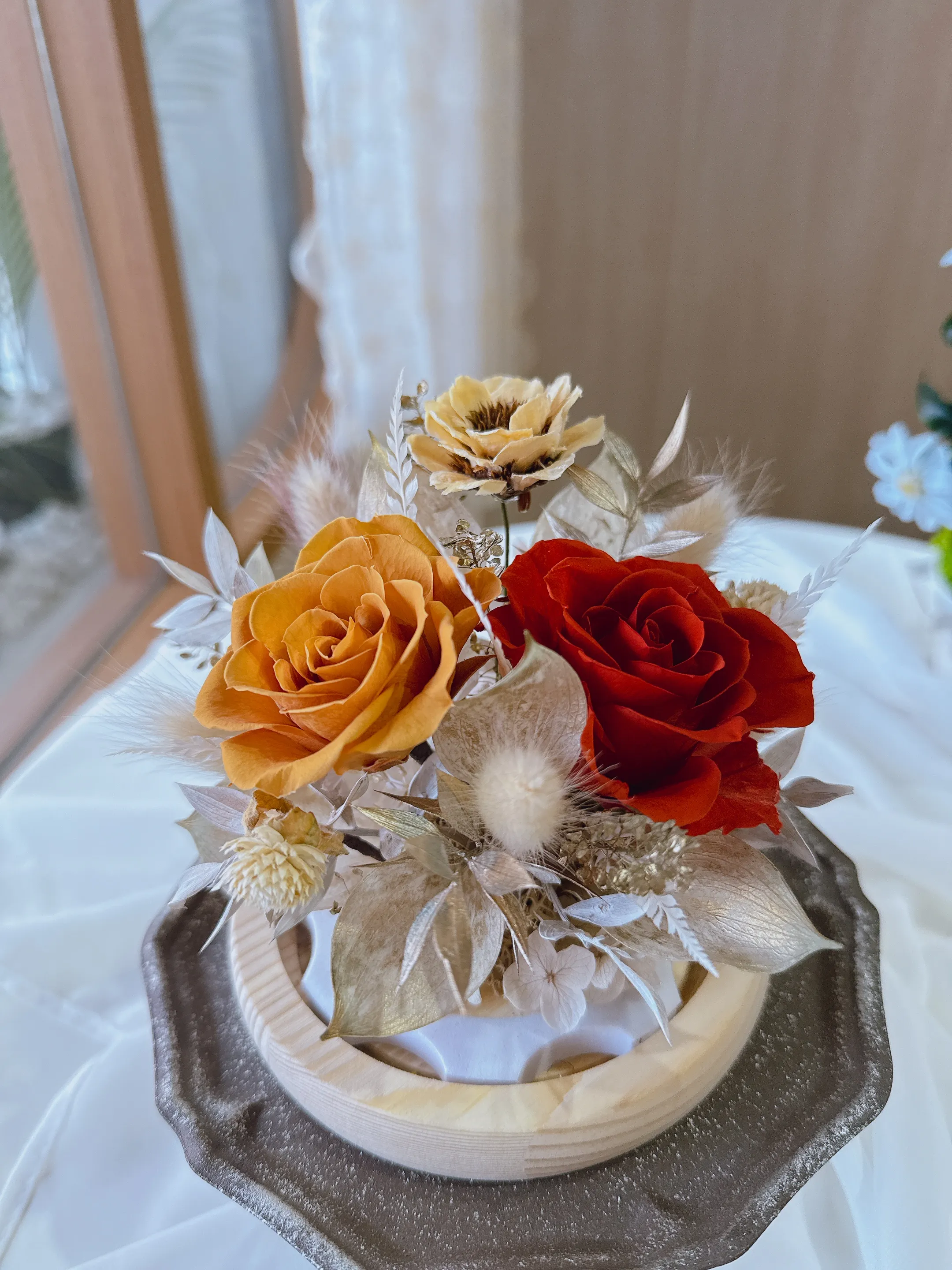 (現貨)圓玻玻系列-永生玫瑰花