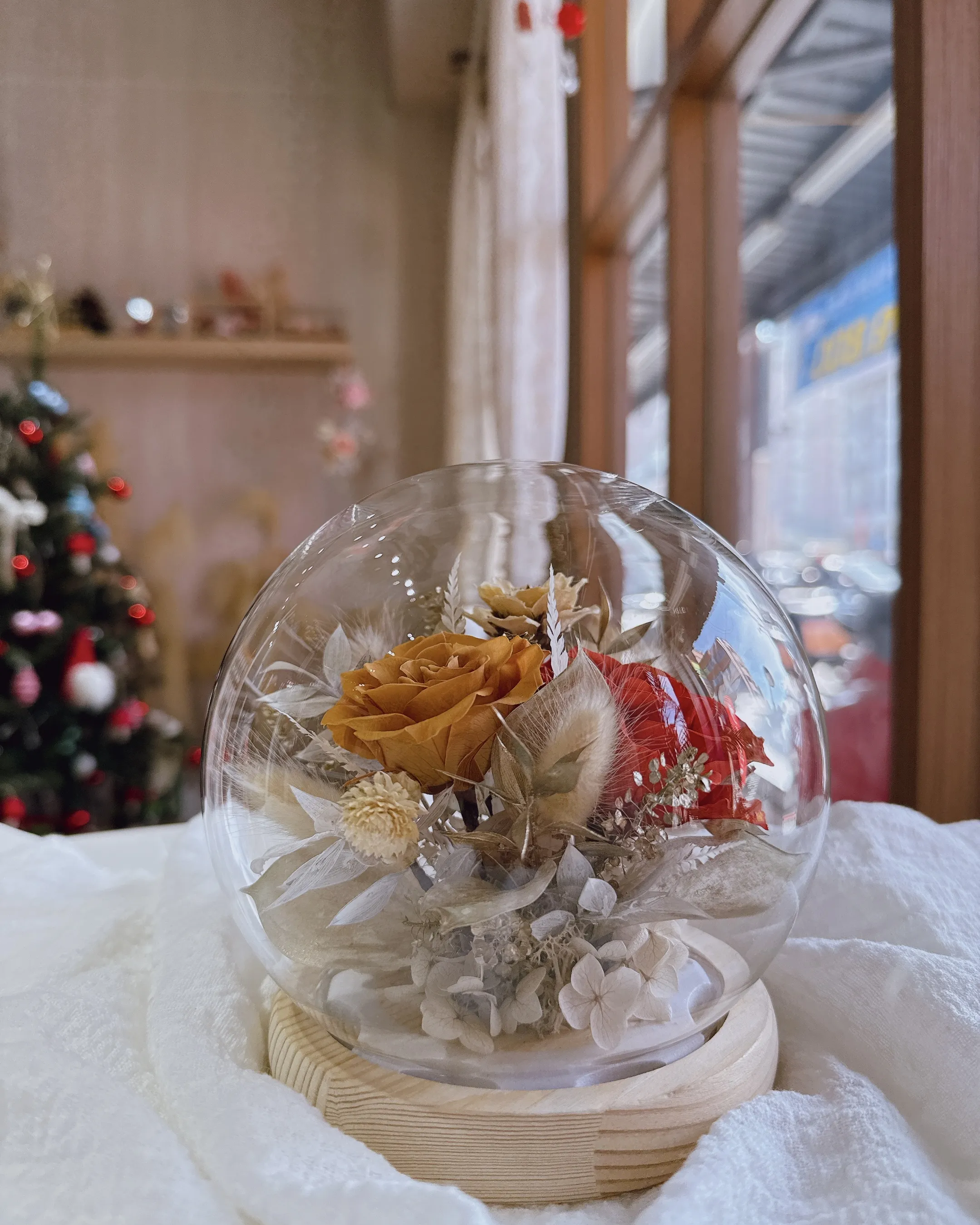 (現貨)圓玻玻系列-永生玫瑰花