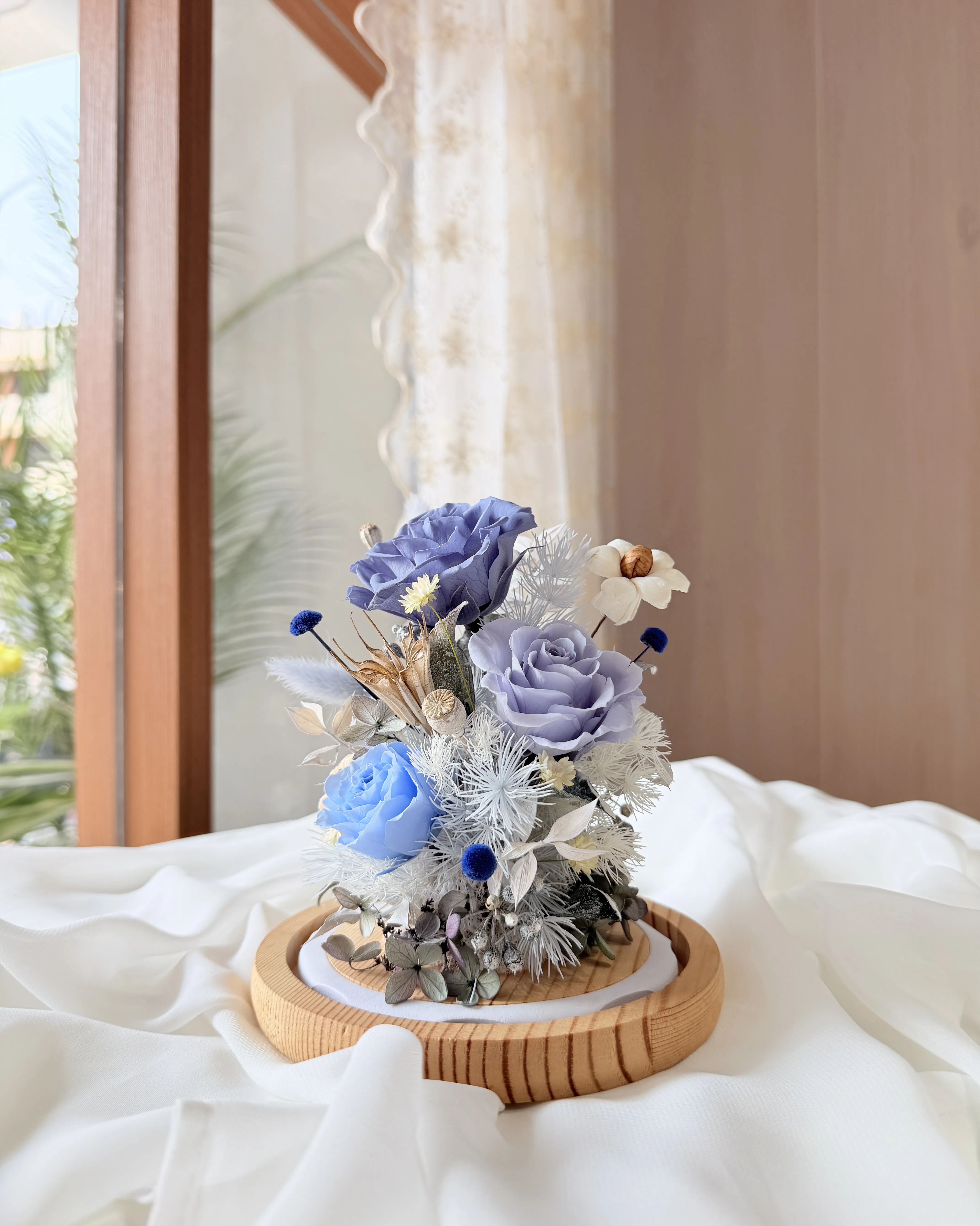 (現貨)玻璃花盅系列-永生花佐索拉花