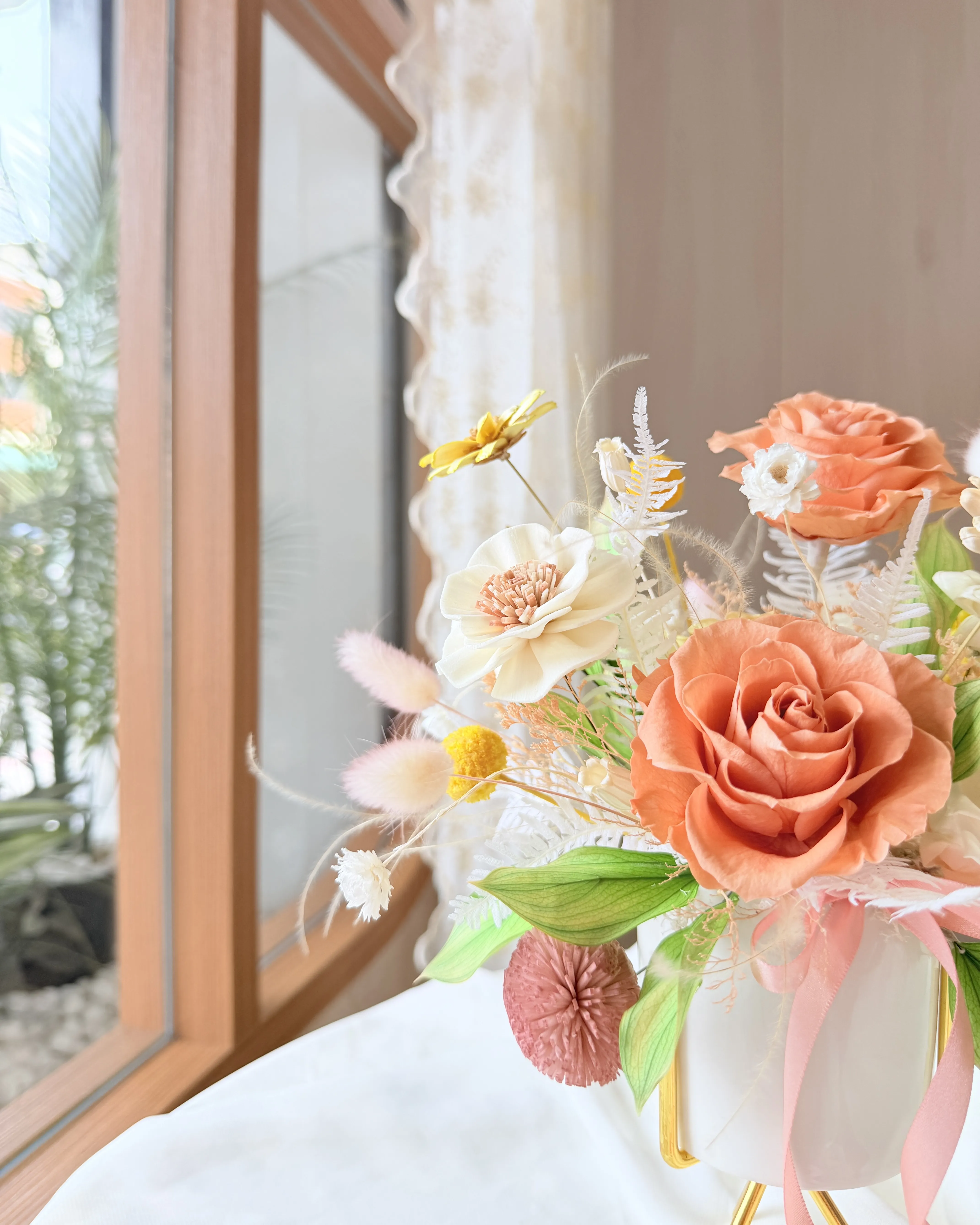 (現貨)永生花佐索拉花-瓷器盆花