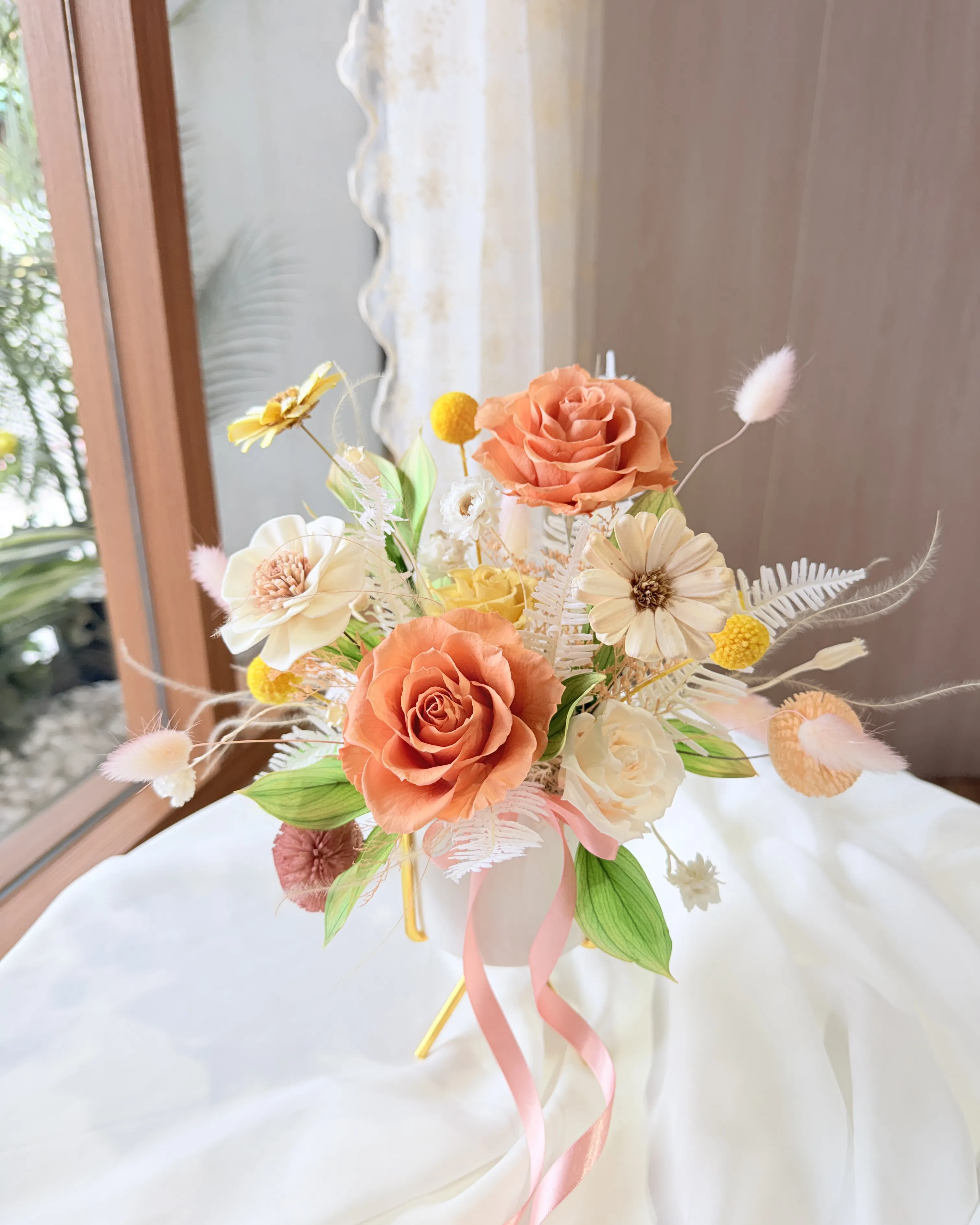 (現貨)永生花佐索拉花-瓷器盆花