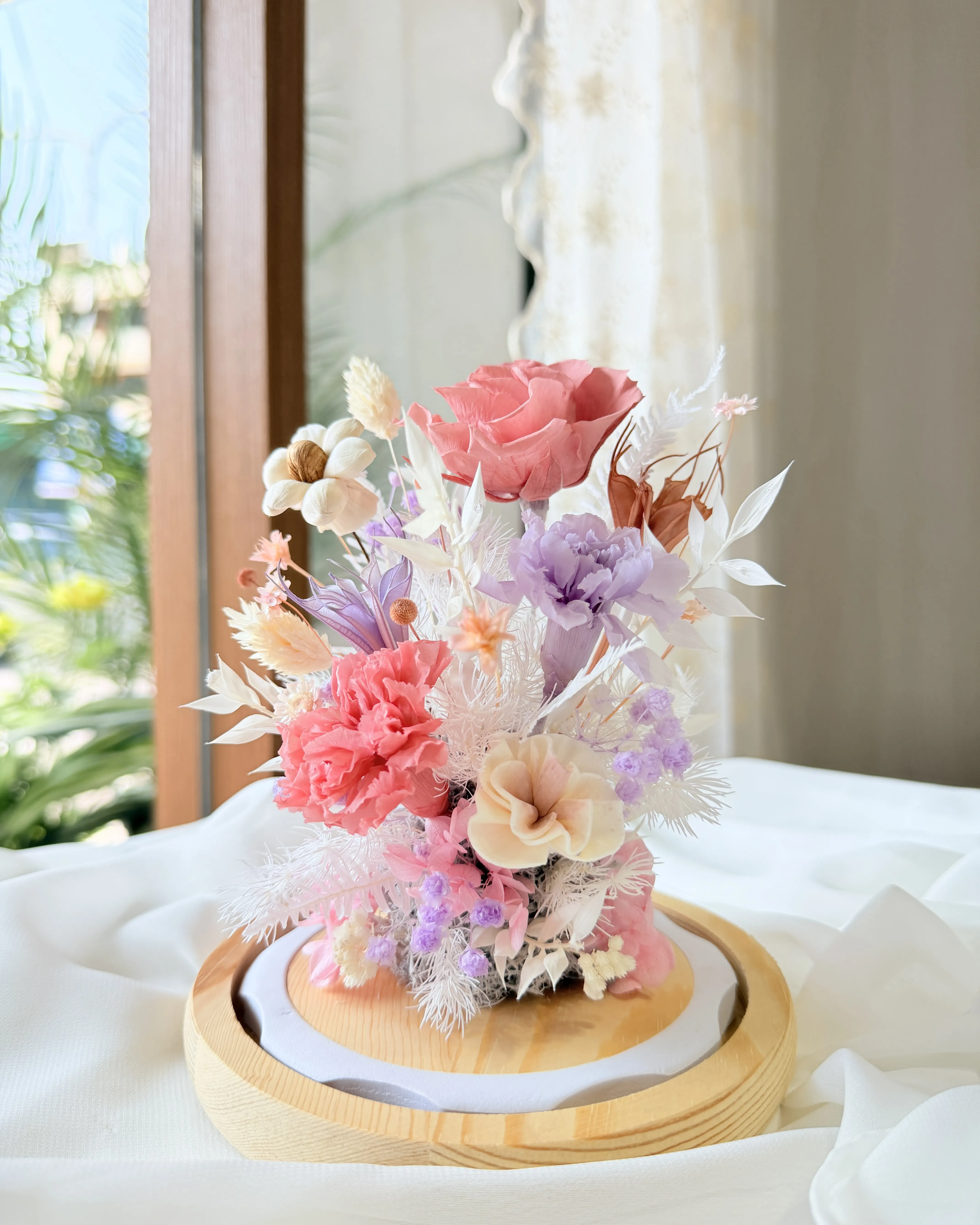 (現貨)玻璃花盅系列-永生花佐索拉花