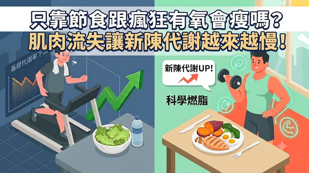 只靠節食跟瘋狂有氧會瘦嗎？小心肌肉流失讓新陳代謝越來越慢！台北健身教練課｜台北健身教練課推薦