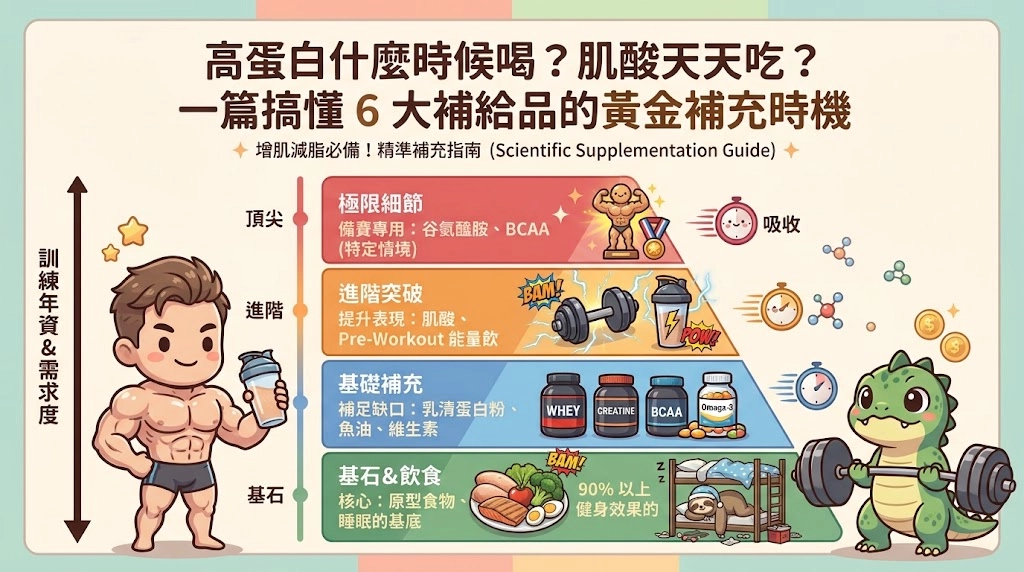 高蛋白什麼時候喝？肌酸天天吃？一篇搞懂 6 大補給品的黃金補充時機